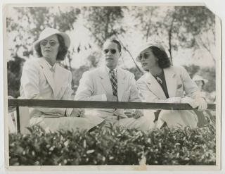 Barbara Stanwyck Joan Crawford At Polo Match Vintage Candid Photo 1936