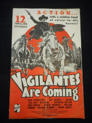 The Vigilantes Are Coming 1936 Serial Pressbook Bob Livingston Kay Hughes
