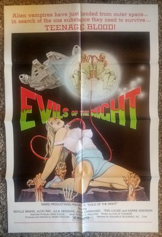 Evils Of The Night Movie Poster 1985 One Sheet 27x41 Horror Folded