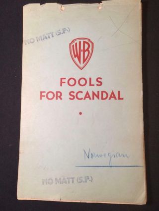 1938 Fools For Scandal Carole Lombard Continuity Movie Script Ms12