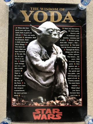 Vintage The Wisdom Of Yoda Star Wars 1997 Poster Lucasfilm Master Authentic Guc