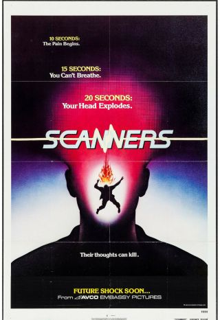 Scanners 1981 Advance 27x41 One Sheet Movie Poster David Cronenberg