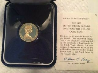 1975 British Virgin Islands 100 Dollar Proof Gold Coin