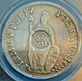 1833 L - Mm Peru 8 Reales With Philippines C/s Silver (1834 - 37) Anacs Ef45
