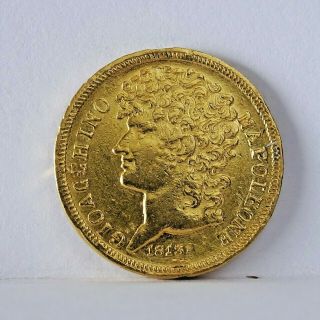 Kingdom Of Naples Italy 1813 20 Lire Gold Coin Murat