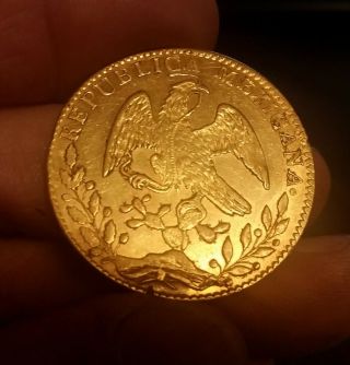 1863 Go P.  F.  Mexico 8e Mexican Gold 8 Escudo Coin