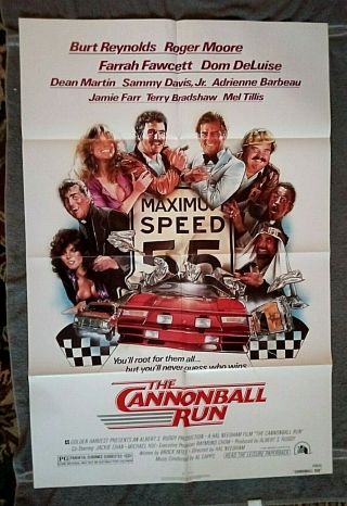 The Cannonball Run Movie Poster Burt Reynolds Roger Moore Farrah Fawcett 1981