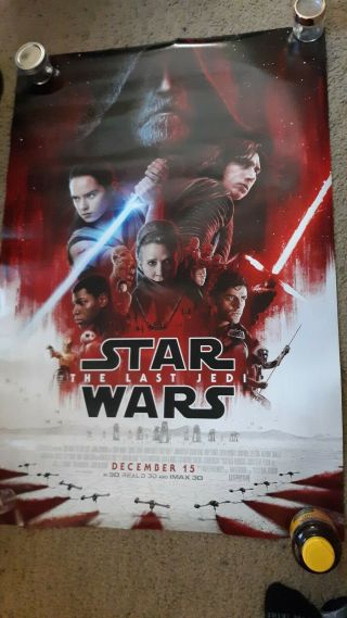 Star Wars: The Last Jedi Theatrical Movie Poster,  27x40,  Double Sided