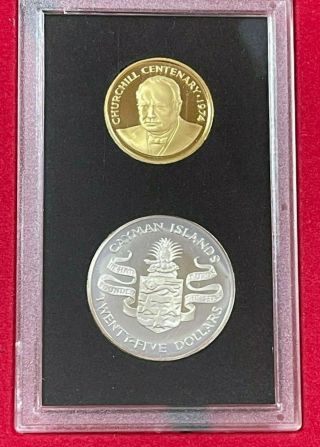 1974 Cayman Islands Gold & Silver Coins Commemorating Churchill 