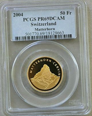 2004 Switzerland Matterhorn,  Comm.  50 Fr.  Coin,  Gold,  Pcgs Pr69dcam