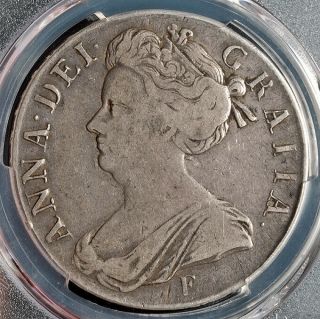 1707,  Great Britain,  Queen Anne.  Silver Crown Coin.  Edinburgh Pcgs Vf - 30