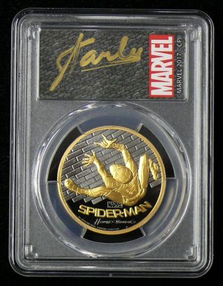 2017 Pcgs Pr - 69 Dcam 1st Day Issue 1 Oz Gold Stan Lee Spiderman Homecoming