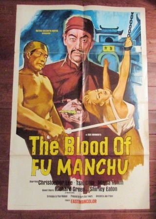 1968 The Blood Of Fu Manchu 1 - Sh Movie Poster 27x40 Vg,  Christopher Lee