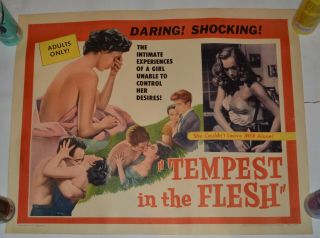 Vintage 1955 Tempest Of The Flesh Adults Only Half Sheet Movie Poster