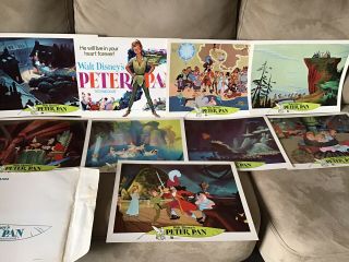 Peter Pan Complete Lobby Card Set - 1976 Release Disney Animation 11 X 14 Color