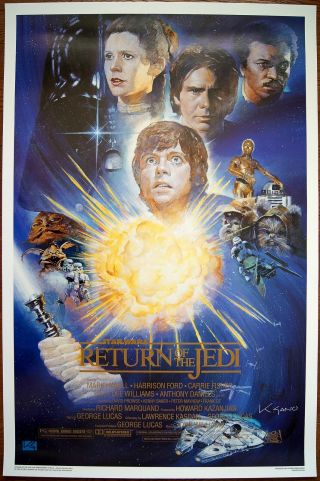Us 1 - Sheet Sano Signed Return Of The Jedi 10th Anniversary Poster Star Wars