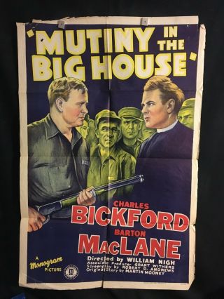 Mutiny In The Big House 1939 One Sheet Movie Poster Charles Bickford Prison