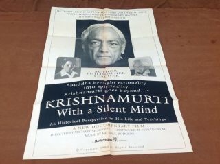 1990 Krishnamurti: With A Silent Mind Movie House Full Sheet Poster