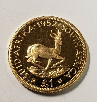 1952 South Africa Gold Proof 1 Pound King George VI 2