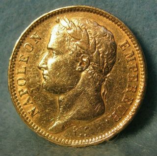 1811 - A France Napoleon I 40 Francs World Foreign Gold Coin Km 696.  1