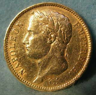 1811 - A France Napoleon I 40 Francs World Foreign Gold Coin KM 696.  1 2