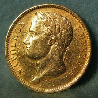 1811 - A France Napoleon I 40 Francs World Foreign Gold Coin KM 696.  1 4