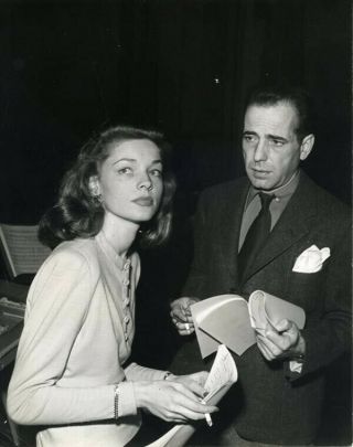 Humphrey Bogart Lauren Bacall Holding Script Candid Photograph 1940 