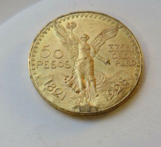 1928 50 Pesos Mexican Gold Coin 100 Years Independence 1.  20565 Troy Oz Pure Gold