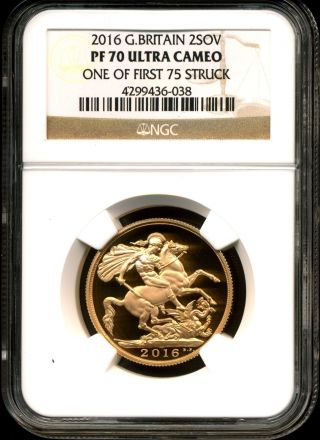 Great Britain 2016 Gold 2 Sovereign Pf70 Ultra Cameo Ngc 4299436 - 038