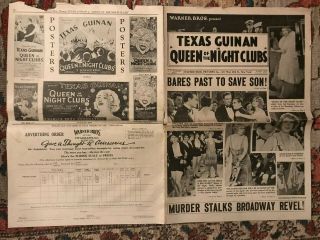 Queen Of The Night Clubs 1929 Warner Brothers 11x16 " Pressbook Texas Guinan
