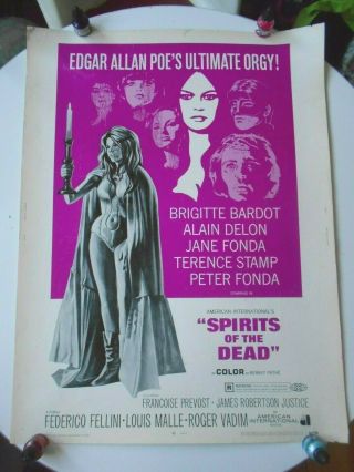 Spirits Of The Dead 30 " X 40 " Horror Movie Poster Jane Fonda Roger Vadim