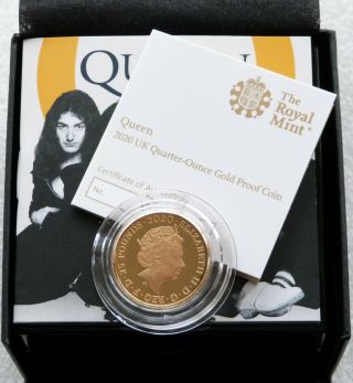 2020 Royal Music Legends Queen £25 Pound Gold Proof 1/4oz Coin Box 2