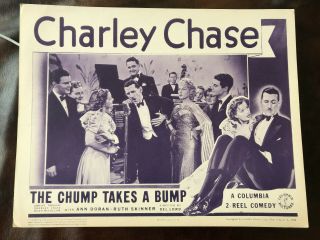 The Chump Takes A Bump 1939 Columbia 11x14 " Comedy Lobby Card Charley Chase