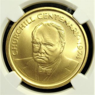 Cayman Islands: 1974 Gold $100 Winston Churchill Birth Centenary Km - 11 Ngc Ms - 69