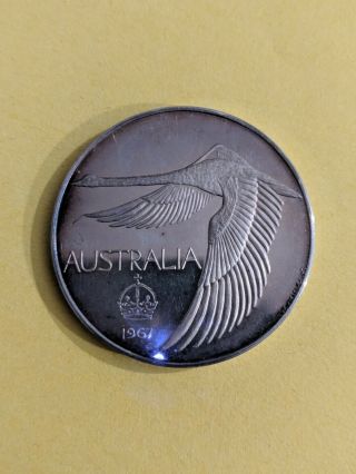 1967 Australia Pattern Swan,  Goose Silver Proof Dollar Coin,  Plan Edge