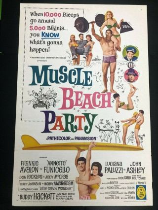 Muscle Beach Party (1964) One Sheet Movie Poster - 27 " X 41 " Ex,  /nm
