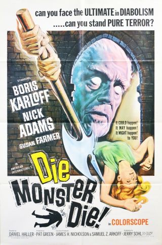 Die Monster Die 1965 Movie Poster 1 - Sheet Boris Karloff