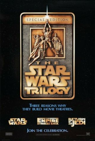 Star Wars Trilogy Double Sided 27x40 One Sheet Movie Poster Rare 1997