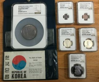 1970 South Korea 6 Coin Silver Proof Set In Orig.  Wallet -