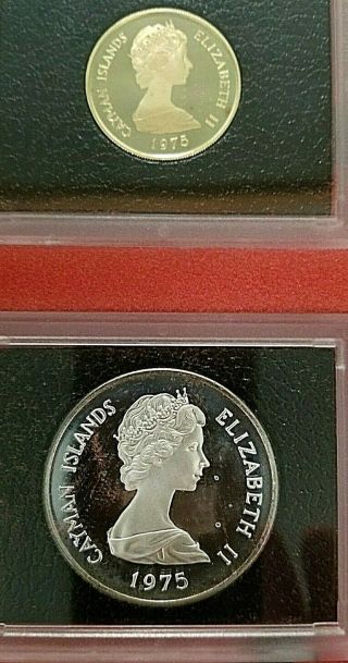 1975 Cayman Islands Proof Set Six Queen Coin $100 Gold $50 Silver
