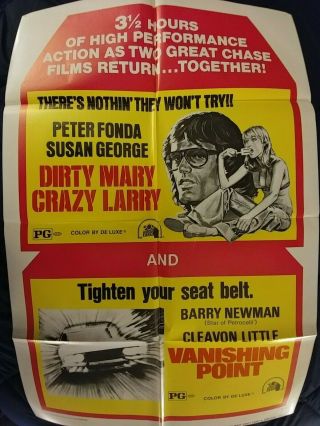 Dirty Mary Crazy Larry & Vanishing Point Return 1975 Movie Poster