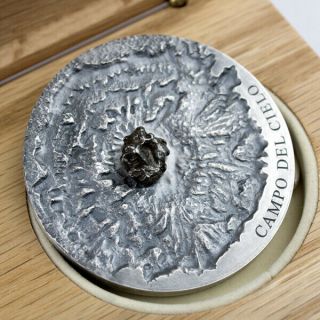 Campo Del Cielo Meteorite Art 5 Oz Antique Finish Silver Coin Republic Chad 2018