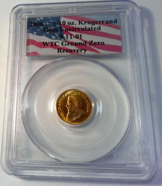 South Africa 1/10 Gold Krugerrand Pcgs Wtc 9 - 11 Ground Zero Recovery