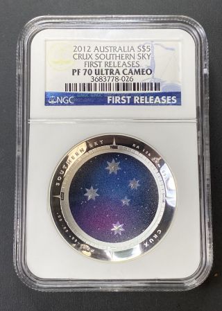 2012 Silver Australia Southern Sky Series - Crux Ngc Pf70 First Releases Concave