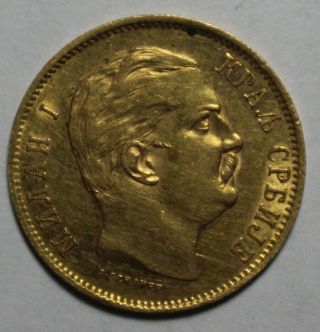 1882 Serbia Gold 10 Dinara Pd13