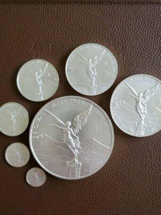 2018 Mexico Silver Libertad 7 Coin Set Bu (5 Oz,  2,  1,  1/2,  1/4,  1/10,  1/20)