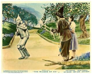 The Wizard Of Oz Lobby Card Judy Garland Tin Man Scarecrow Yellow Brick