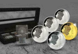 Rwanda 2013 5 X 10 Franc Noble Five 2 X 1/25oz & 3 X 1/100oz Limited Coin
