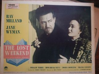 The Lost Weekend Lobby Card 1945,  Ray Milland,  Jane Wyman