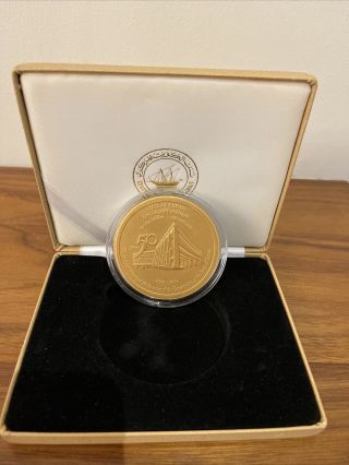 Kuwait 50th Anniversary Solid Silver Gold Plated Coin